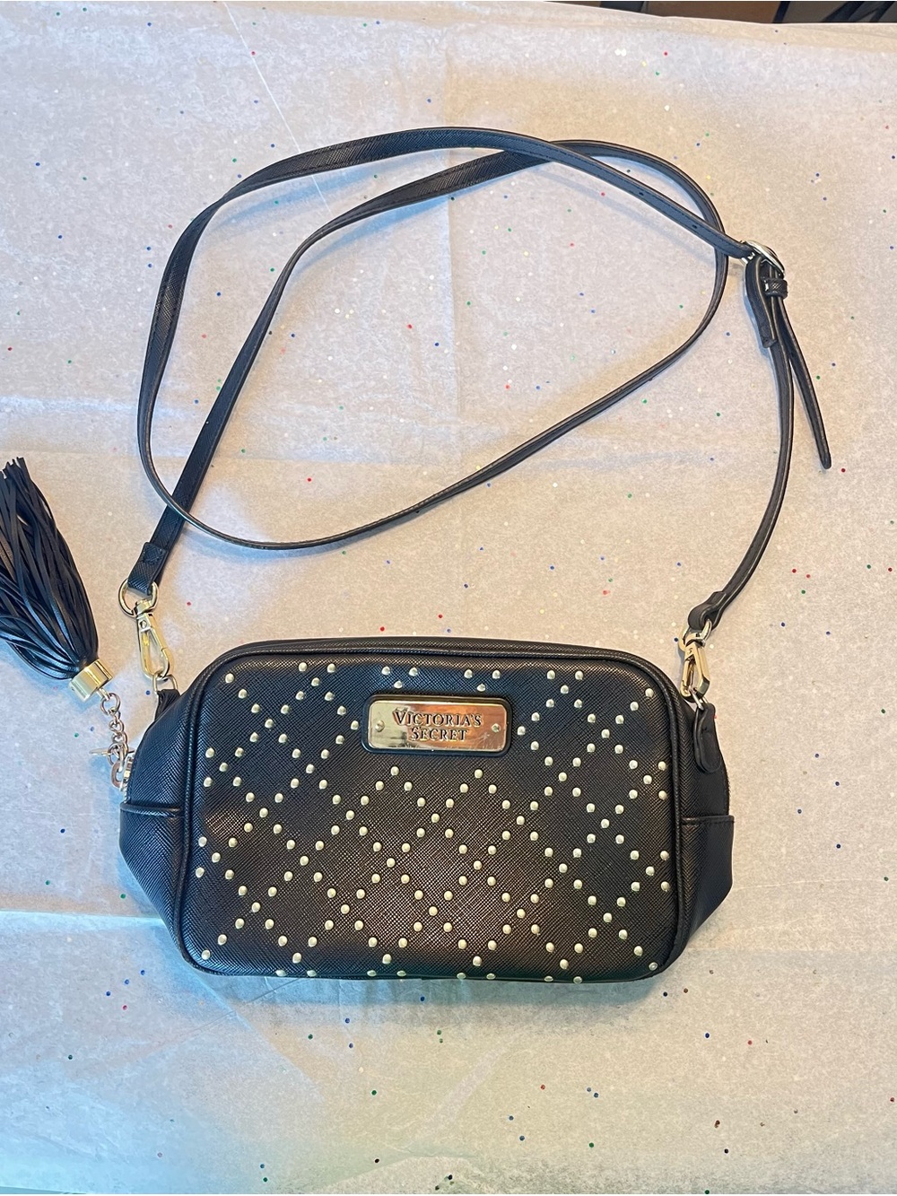 Victoria's Secret Black Studded Crossbody Bag